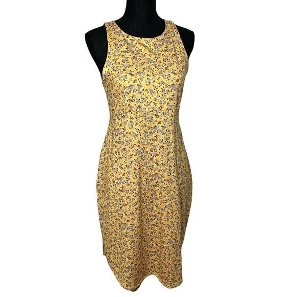PRANA EMERALD LAKE DRESS Yellow Floral Print Size Medium - Picture 5 of 16
